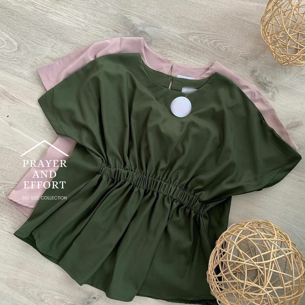 BIG SIZE XL-XXXXL/ALISHA/Baju Atasan Sabrina Irise Sabrina Crop Top Blouse Blus Korean Lengan Panjang/pendek Tangan Balon Kerut/Serut Jumbo/Big size Plus XL XXL XXXL XXXXL Sabrina Wanita/Perempuan-6