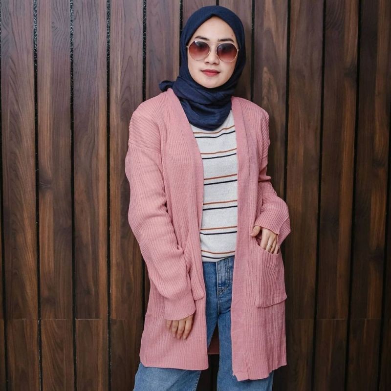 CARDIGAN WANITA RAJUT LONG KARDIGAN BELLE