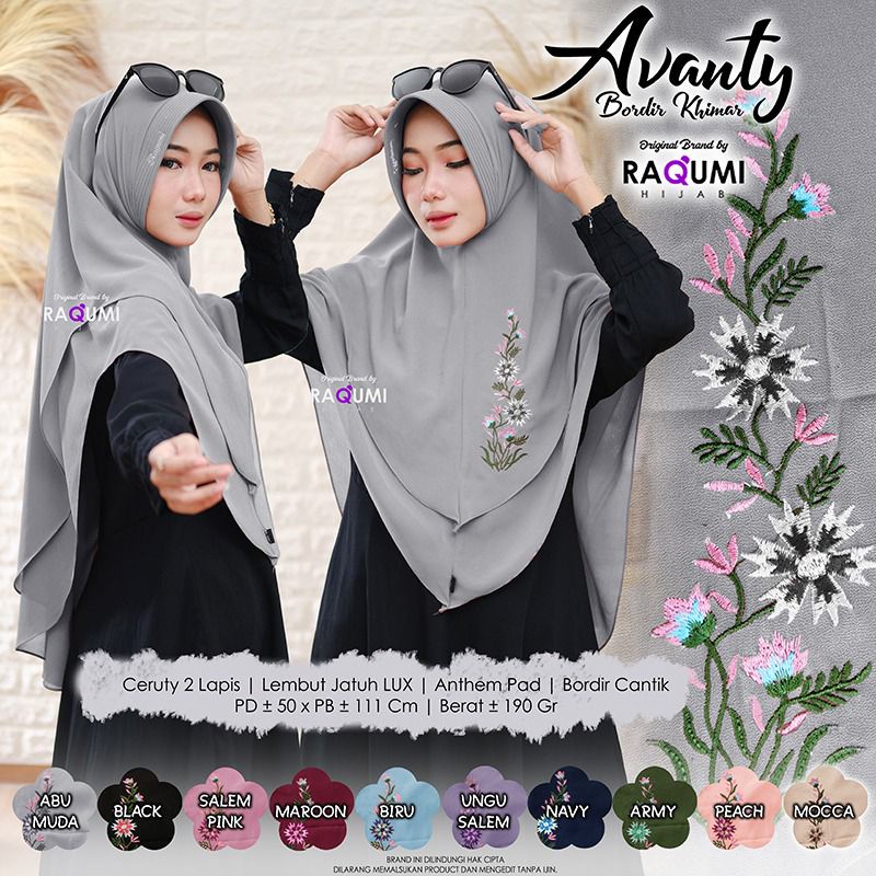 Avanty Bordir Khimar by RAQUMI HIJAB Original