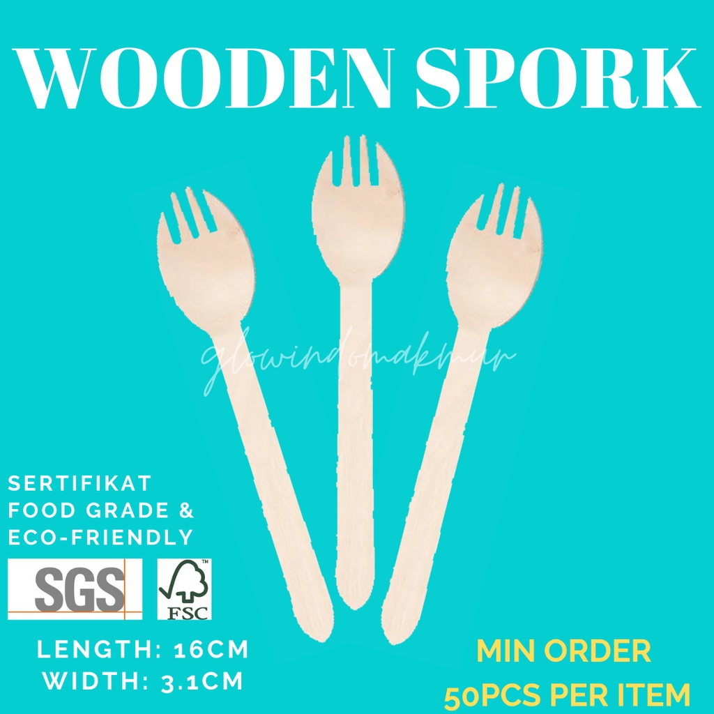 Pisau Kayu Wooden Knife Pisau Kue Pisau Dessert Sendok Kayu Garpu Kayu Gase Spork Kayu