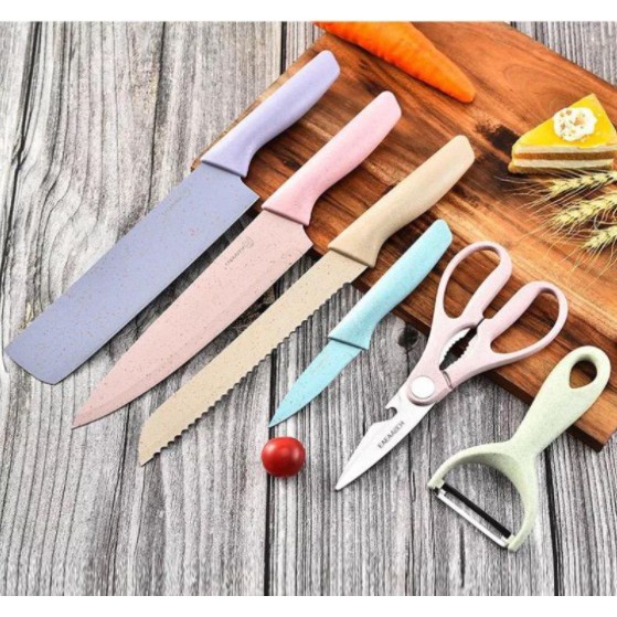 Pisau Dapur Set 6 in 1 / Kitchen Knife Set 6 in 1 Dengan Wadah Berkualitas