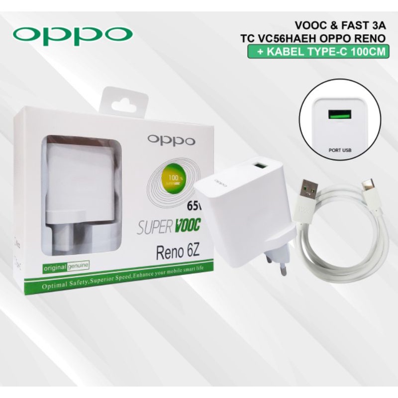 CHARGER OPPO RENO 6Z / RENO 3PRO 5G MICRO &amp; TYPE C 65W 3A SUPERVOOC FAST CHARGING