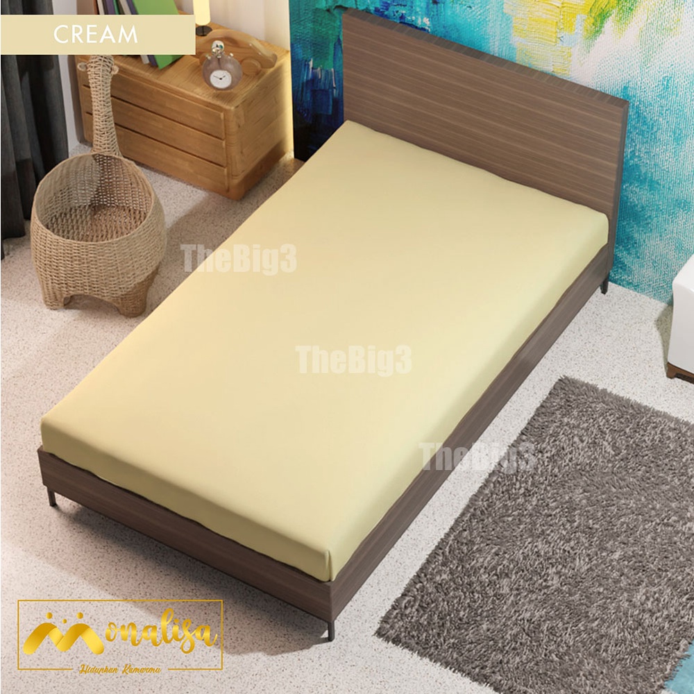 Sprei Waterproof 120x200 MONALISA - anti ompol air water proof polos - 120 Single Size - SP-Cream