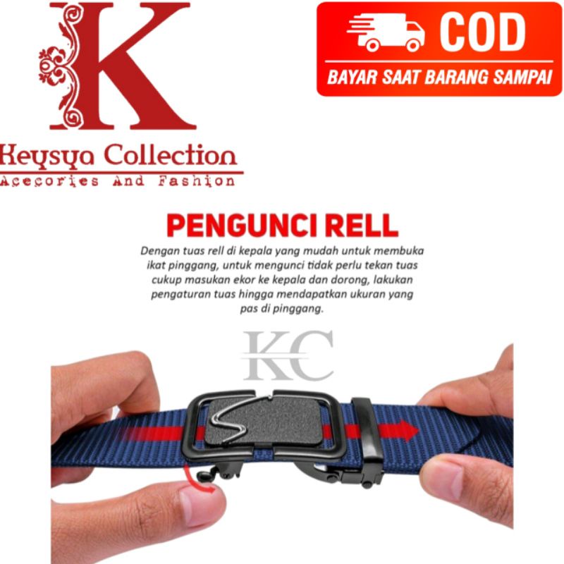 ikat pinggang pria canvas stylish metal men belt detectmor kepala logam ikat pinggang pria panjang