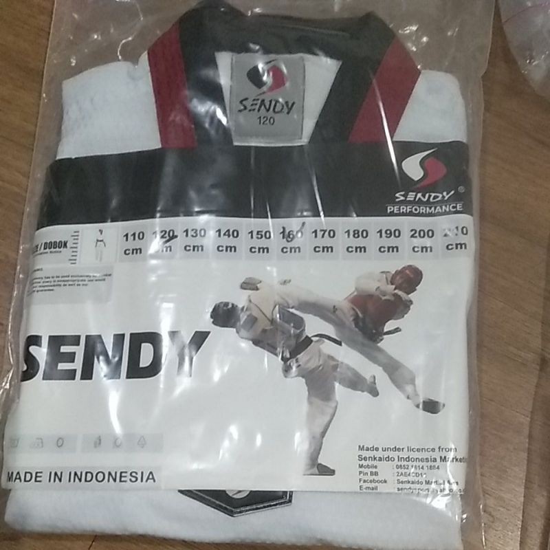 Dobok seragam baju taekwondo kerah merah hitam putih salur diamond one two sendy