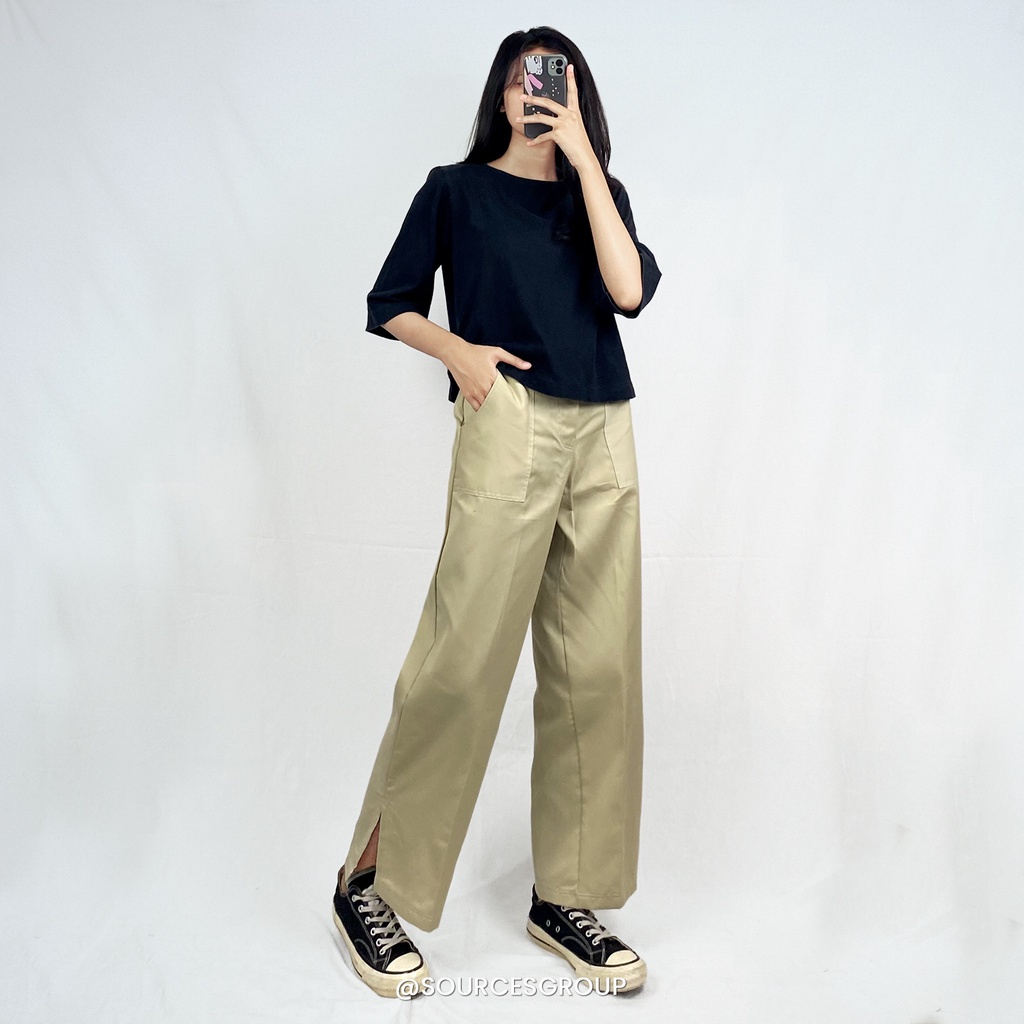 IL - NEW ARIVAL-Melva Slit Pants Wanita | Celana Kulot Wanita Panjang Belahan