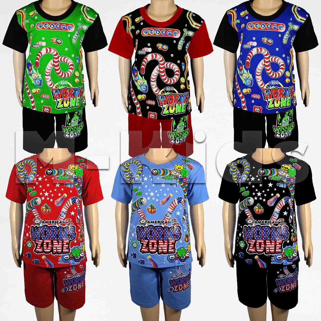 MKids - Baju Setelan KAOS Anak Motif CACING / WORMS ZONE