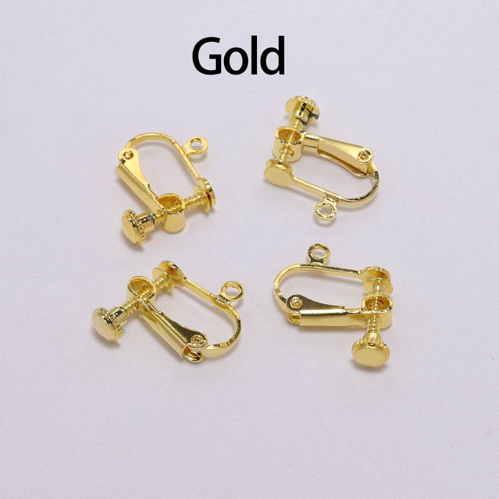 10pcs 15*13mm Brass Screw Ear Clip Earring Settings Rotate Pads Earring Findings Base Blank Bezel For Jewelry Making Supplies