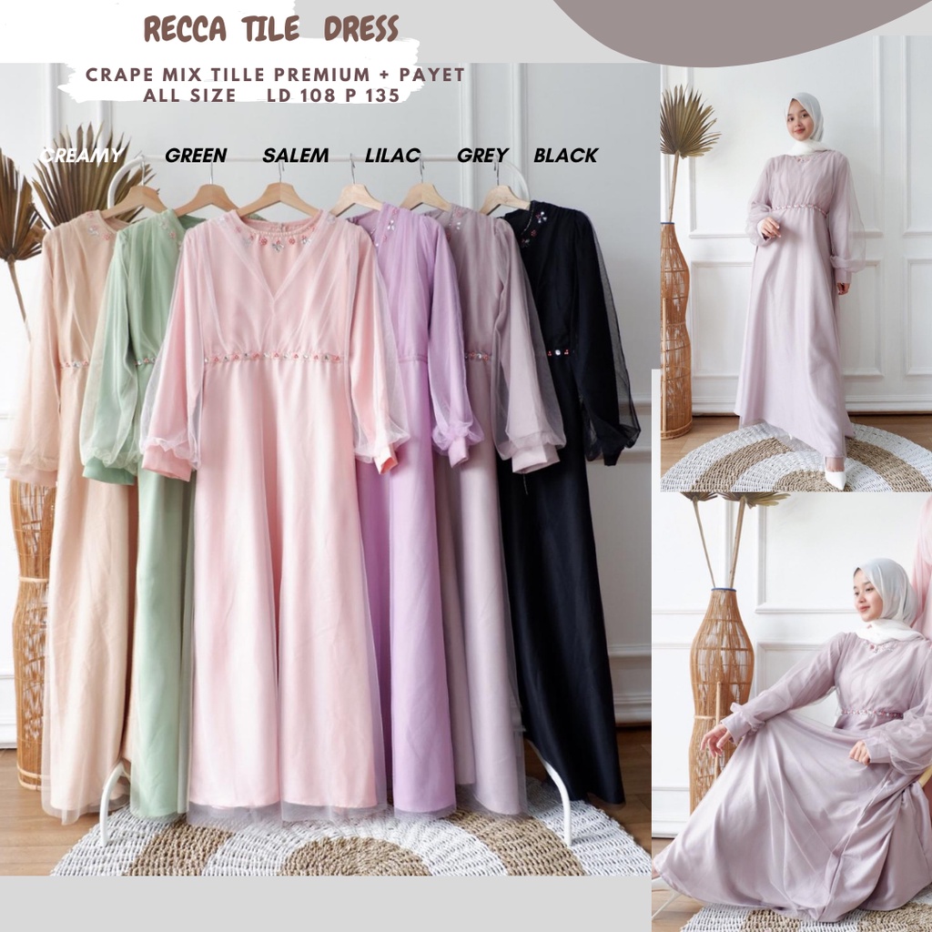 Recca Tile Dress Ld 108/Dress Tile Payet/Dress Tile Polos Pesta/Dress Tile Kondangan/Dress Jumbo