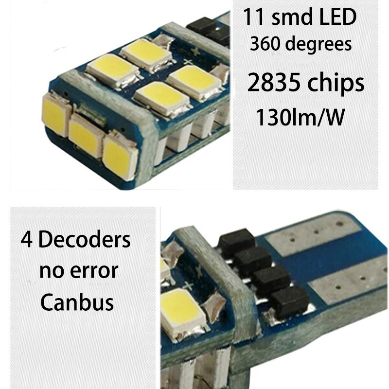 Lampu Mobil LED T10 W5W 11 SMD 2835 2PCS - OMRS9XWH White