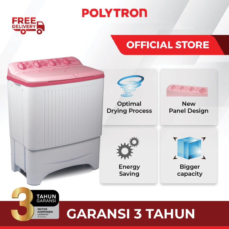 POLYTRON Mesin Cuci 2 Tabung Samba Series 7 KG PWM 7073