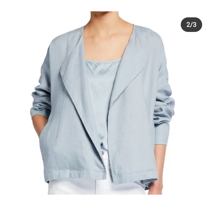 Eileen fisher linen drape front jacket