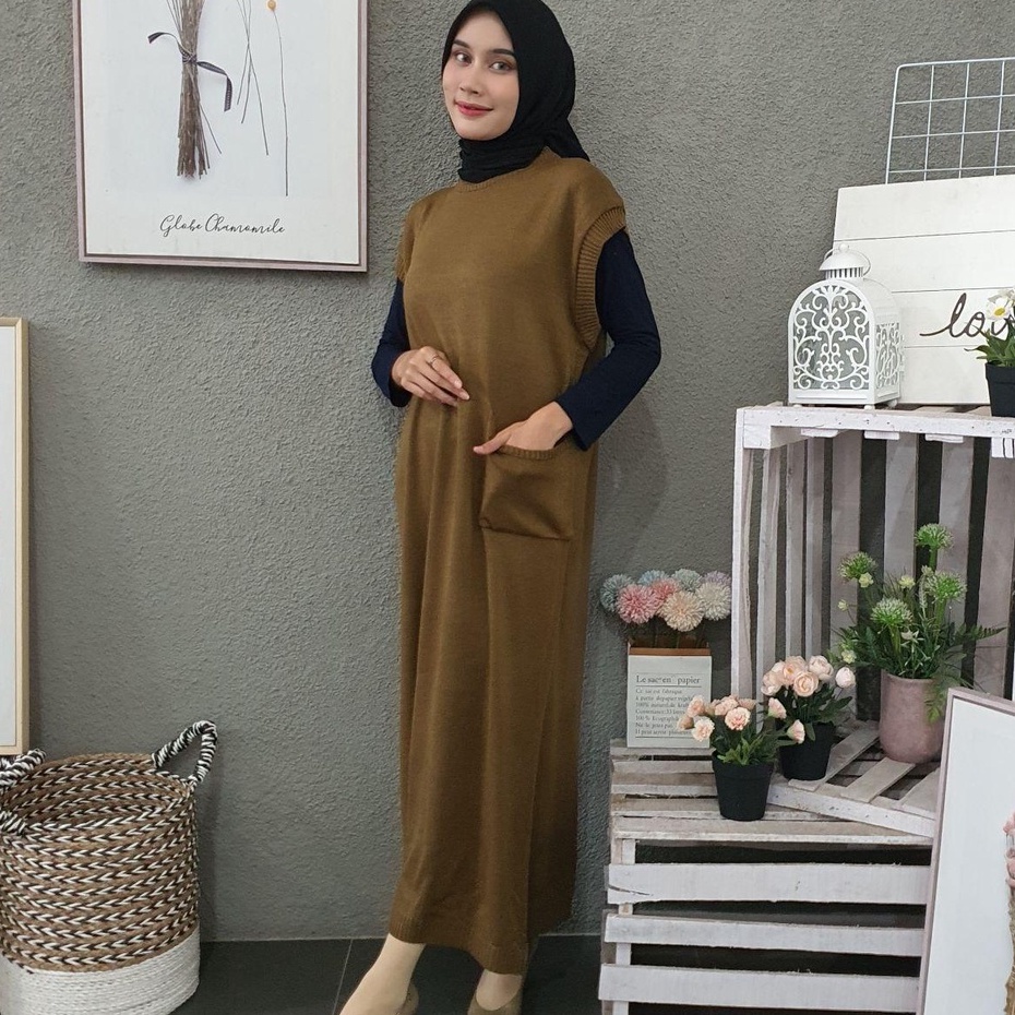 LONG DRESS KNITE/ RAJUT PANJANG/ DRESS MUSLIM