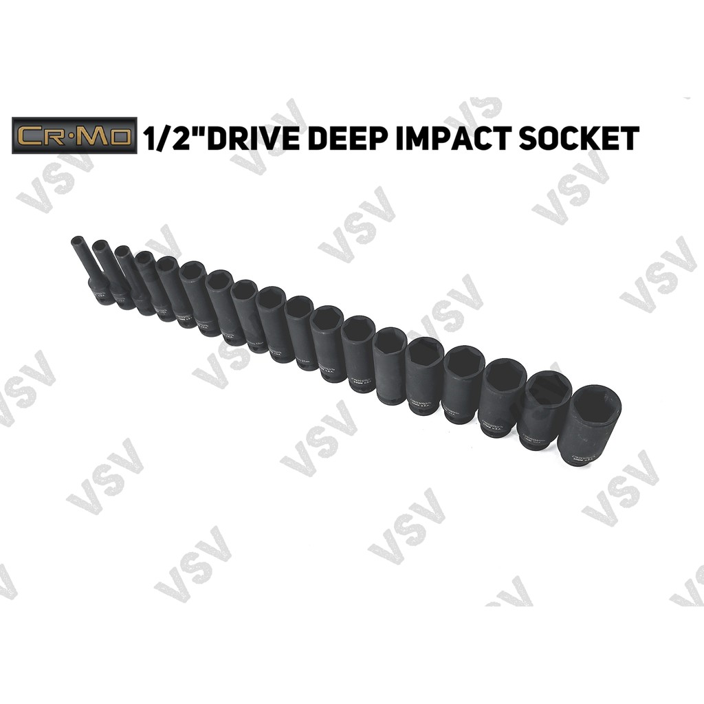 Gestar 1/2&quot;Dr Deep Impact Socket 25mm Kunci Shock impact Panjang