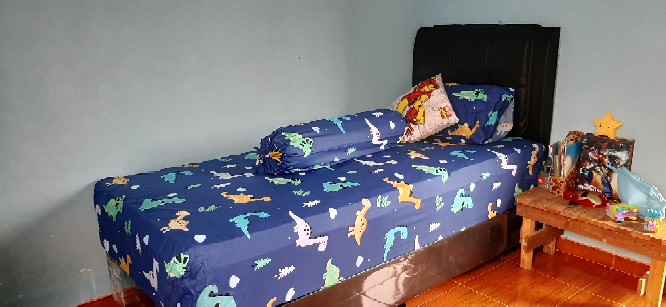 Sprei Anti Geser Motif Blue Dino Dinno | Sprei Anak Cowok Dino | Sprei Esra Dino