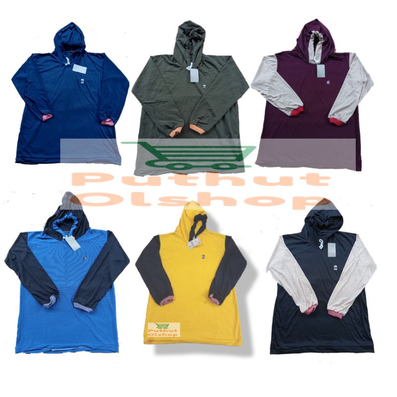 kaos bertopi polos lengan panjang/kaos pekerja proyek,berkebun golden