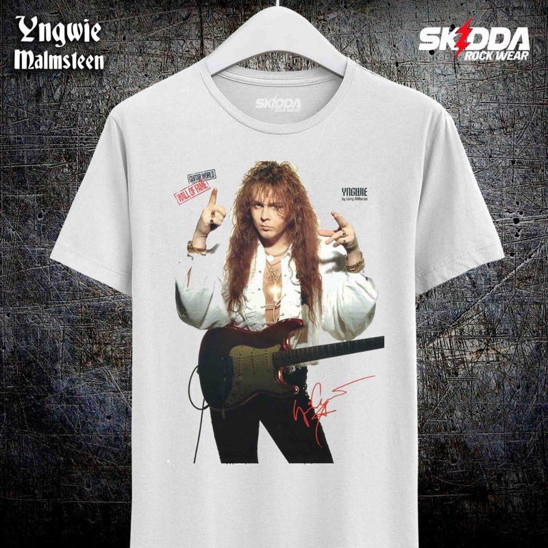 T Shirt Kaos Band Rock YNGWIE MALMSTEEN - 01 - Premium White NSA