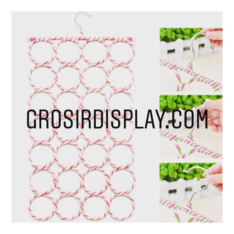 Hanger Ring Jilbab 28 Lubang Tempat Kerudung Syal Kain Penutup Kepala Perlengkapan Toko Hijab