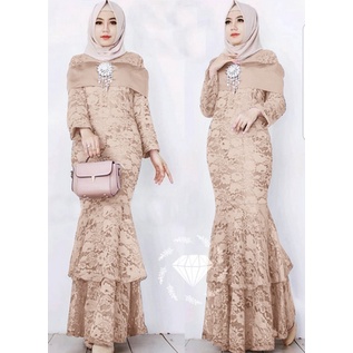 Gamis Berukat Kondangan Model Duyung Terbaru Maxy Stella Duyung Gamis Kondangan Brukat