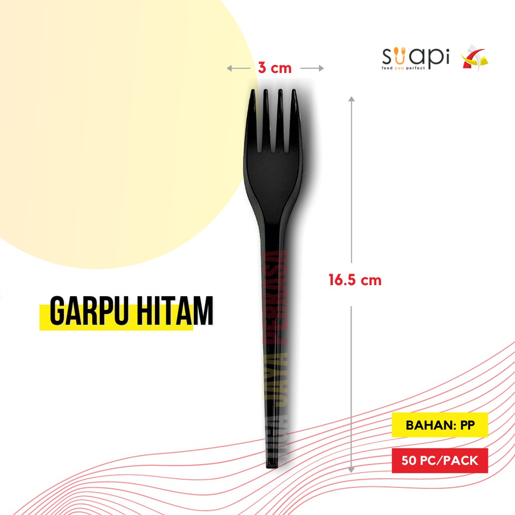 Garpu Makan Suapi / Garpu Plastik Suapi / Garpu Suapi Hitam. @50 Pcs