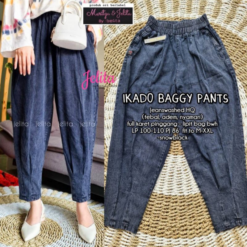 Celana Panjang Ikado Baggy Jeans Wanita Gaya Korean