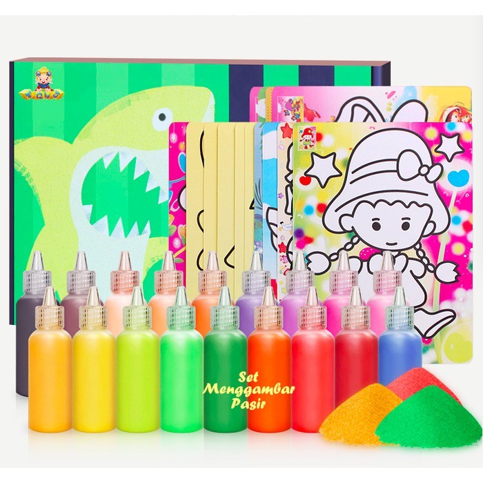 

(TERLARIS) Set Menggambar Pasir Isi 18 warna pasir 30 gambar