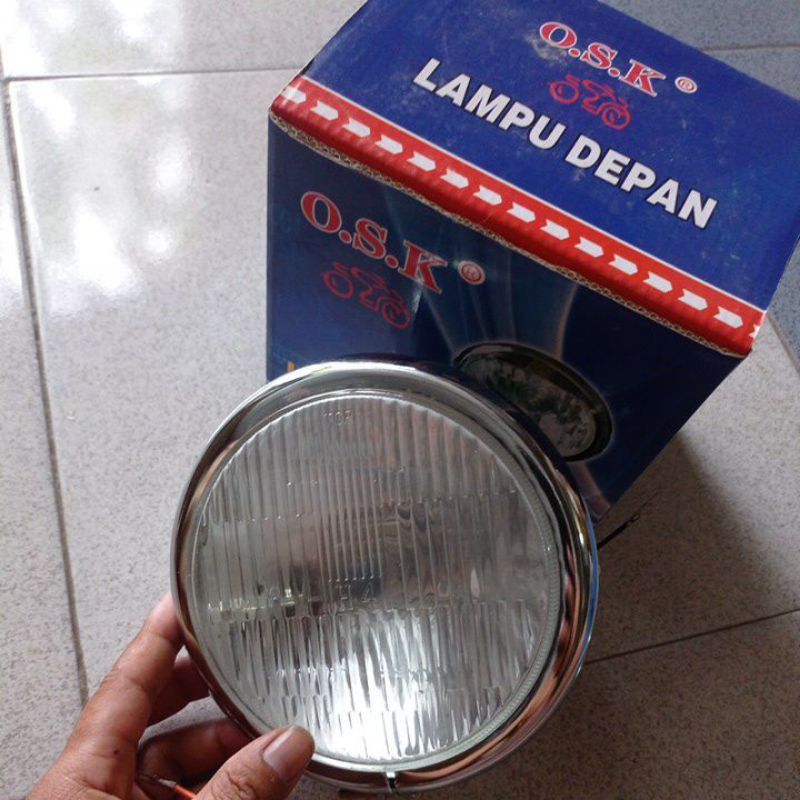 Lampu depan CB100-Lampu depan CB100-HEADLAMP CB 100-lampu pesek CB 100 Full crome H 4