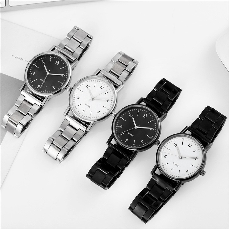 Jam Tangan Analog Strap Stainless Steel Casual Quartz Unisex Fashion Watch Analog Import