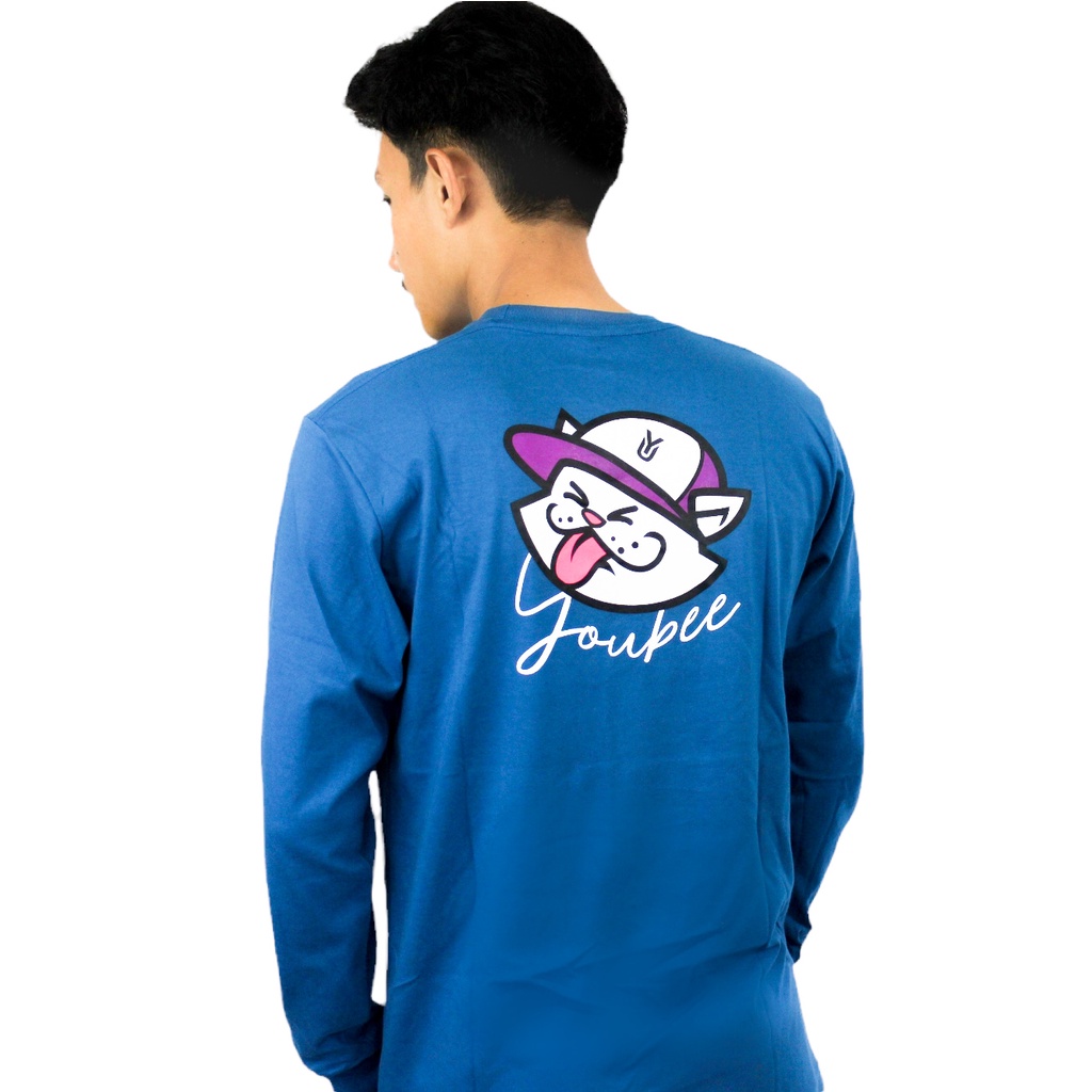 Youbee Limited - Longsleeve Cartoon | T-Shirt Pria | Kaos Pria | CATT BLUE