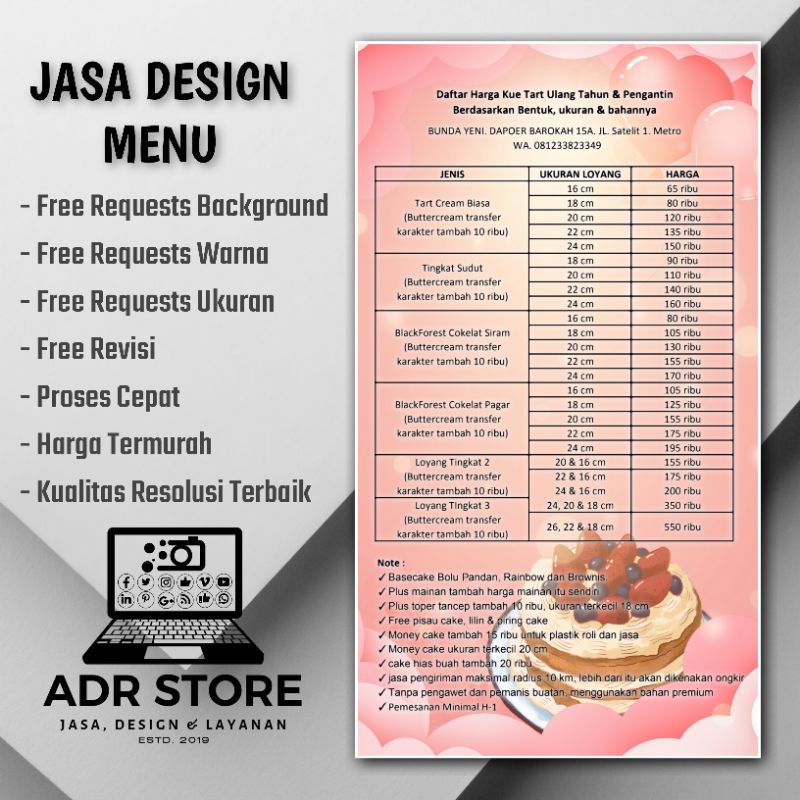 Jual Jasa Desain Daftar Menu Cafe Rumah Makan Toko Shopee Indonesia 8682