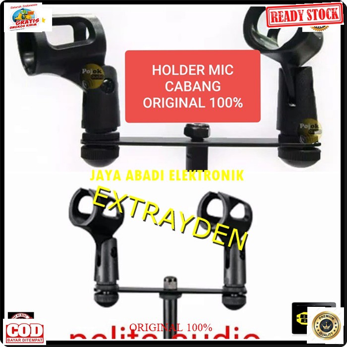 G175 Krezt ORIGINAL Holder stand mic CABANG 2in1 mik standing hanger dual dua import asli dobel tiang microphone mikrophone acecoriss pegangan gantungan universal G175  BISA SEGALA JENIS MICROPHONE DAN STAND MIC  lebar lubang depan 2,7cm diameter lubang d