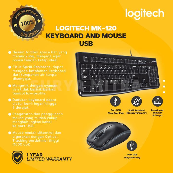 Keyboard Mouse Logitech Classic MK120