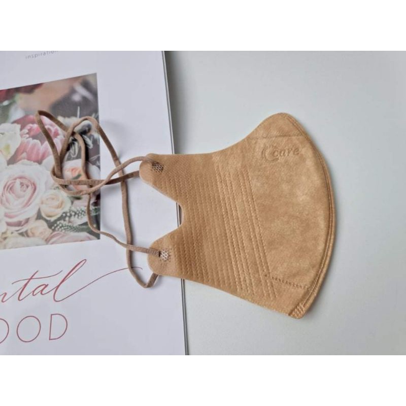 MASKER DUCKBILL HIJAB EARLOOP 3PLY /DUCKBILL HIJAB KEREN GARIS/DUCKBILL EARLOOP-Apricot Coffee Hijab