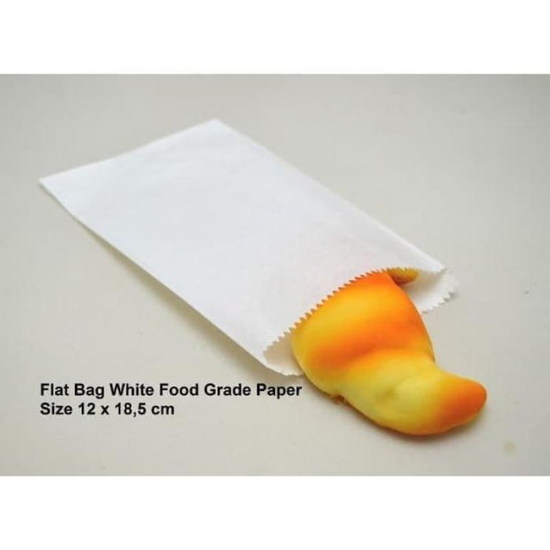 

100 PCS PAPER BAG FLAT PUTIH 12x18 cm (XS)/KANTONG KERTAS GORENGAN KENTANG FRIES SNACK ROTI