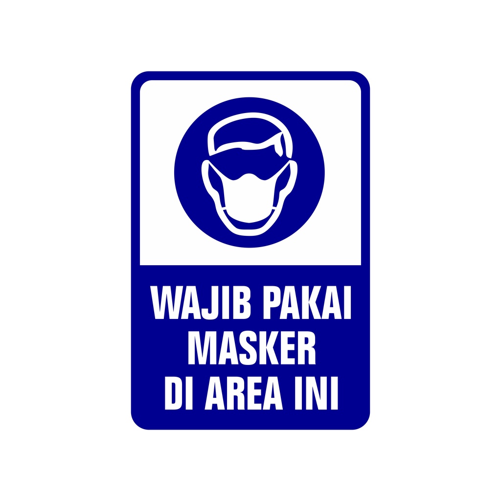 

RAMBU WAJIB PAKAI MASKER DI AREA INI ( BIRU ) 20CM X 30CM PLAT ALUMUNIUM 1.2mm