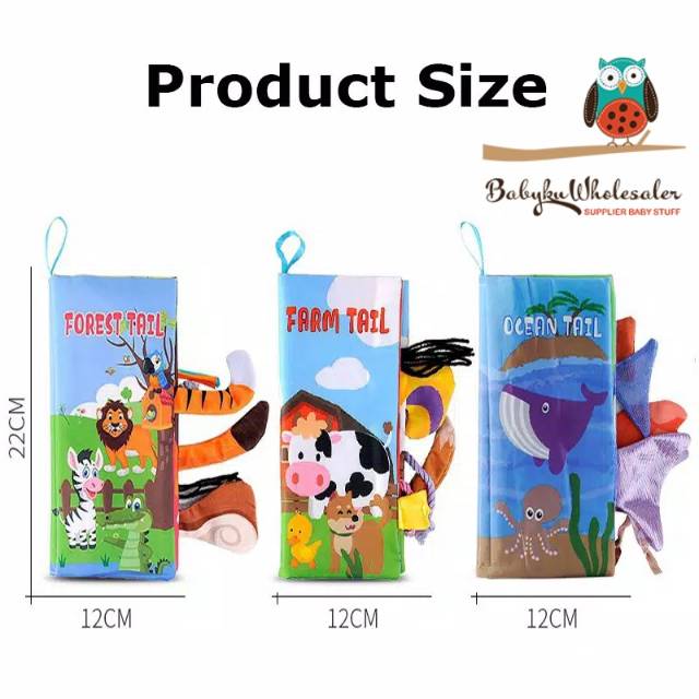Soft book 3d tail jungle / Mainan buku kain bayi 3d animal