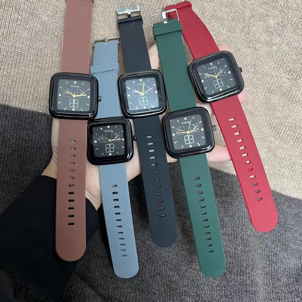 GOGOEY Watch 【100% Ori】2022 Baru Jelly Desain Kecil Square Watch SederSilikon Band Jam tangan anti a