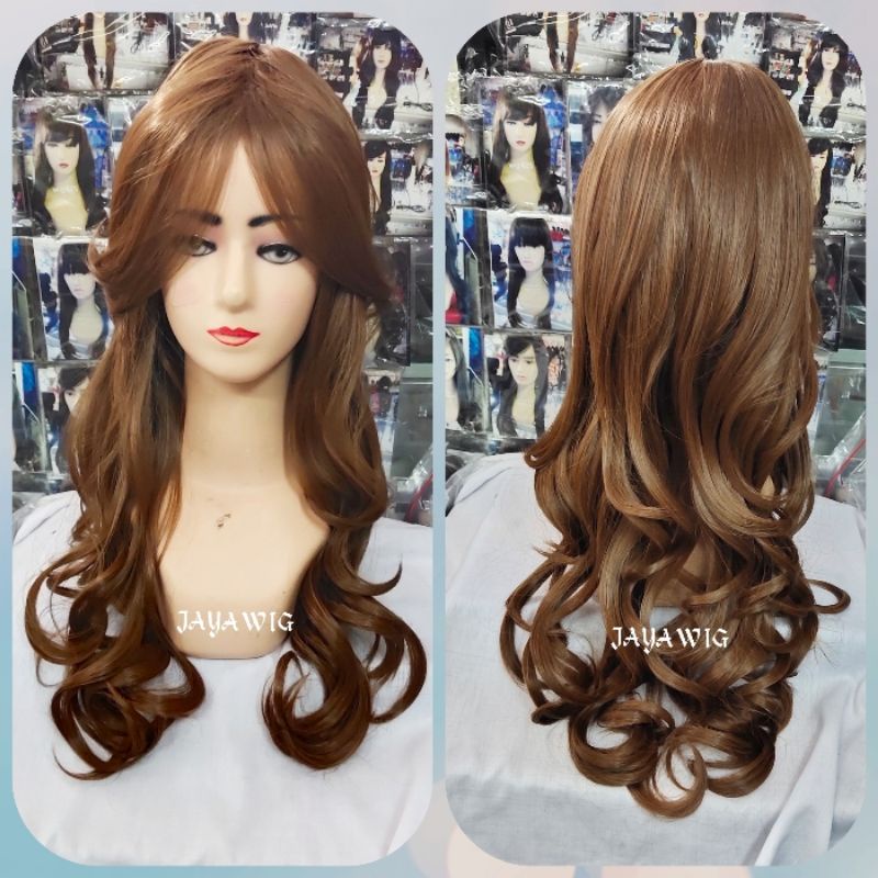 Wig Curly Panjang 55cm Rambut Palsu Wanita Model Keriting