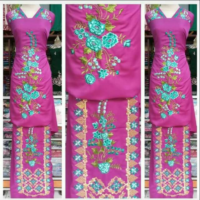 Kain Bakal Baju Kurung Bordiran Kombi Songket Bukittinggi