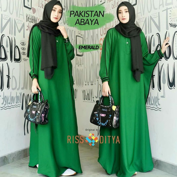 Big Size Abaya Pakistan Baju Muslim Wanita - Hitam