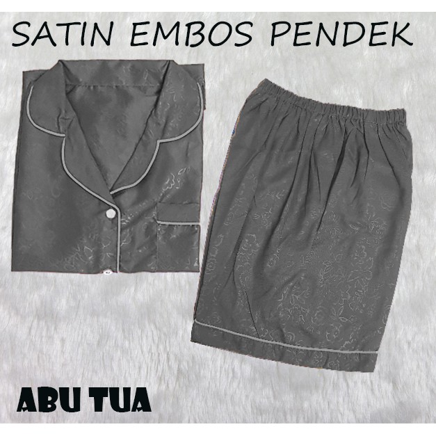 HipNop SATIN PP EMBOS JUMBO BAJU TIDUR WANITA CELANA PENDEK  PIYAMA CEWE CEWEK SLEEPWEAR MAROON-6