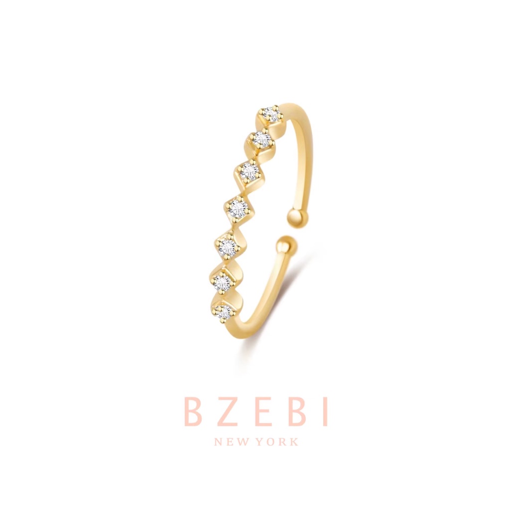 Bzebi Cincin Emas 27r Desain Minimalis Hiasan Berlian Imitasi