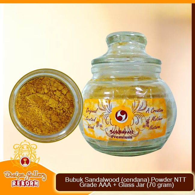Bubuk Sandalwood (Cendana) Powder NTT Grade AAA + Glass Jar (70 gram)