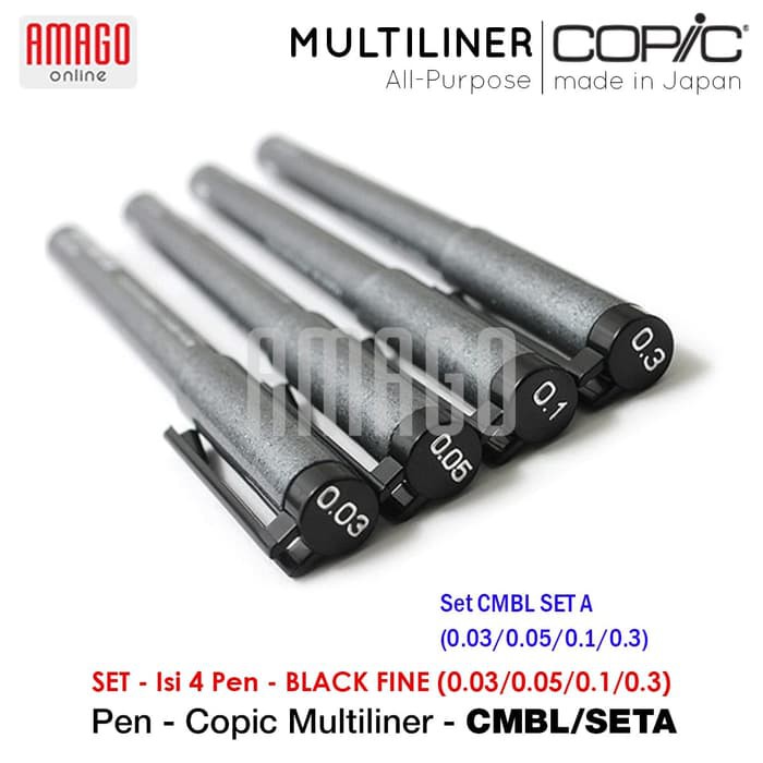 COPIC MULTILINER BLACK FINE (4 PCS/SET) - CMBL/SETA