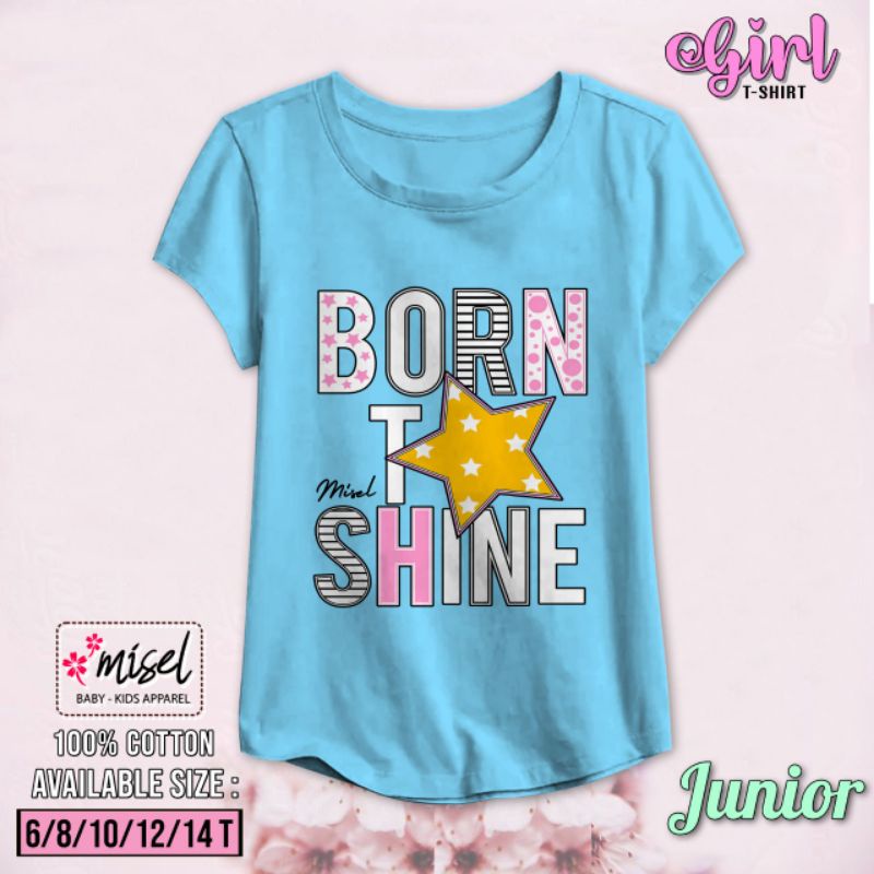 MISEL Kaos Lengan Pendek 5-12 Tahun Kaos Anak Perempuan Misel Junior ( SABLON CAMPUR)