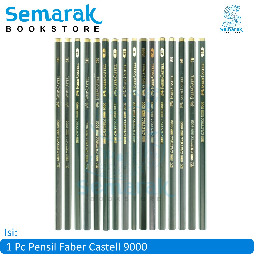 

Faber Castell 9000 Pensil 8B/7B/6B/5B/4B/3B/2B/B/HB/F/H/2H/3H/4H/5H/6H