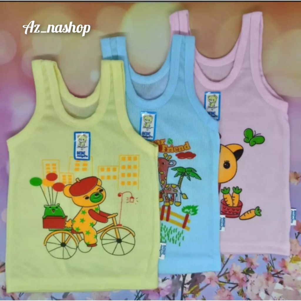 AZNASHOP... 6 PCS SINGLET KAOS DALAM BEBE WARNA MOTIF KARTUN SNI/WARNA RANDOM/MIX WARNA/BALITA PRA SEKOLAH