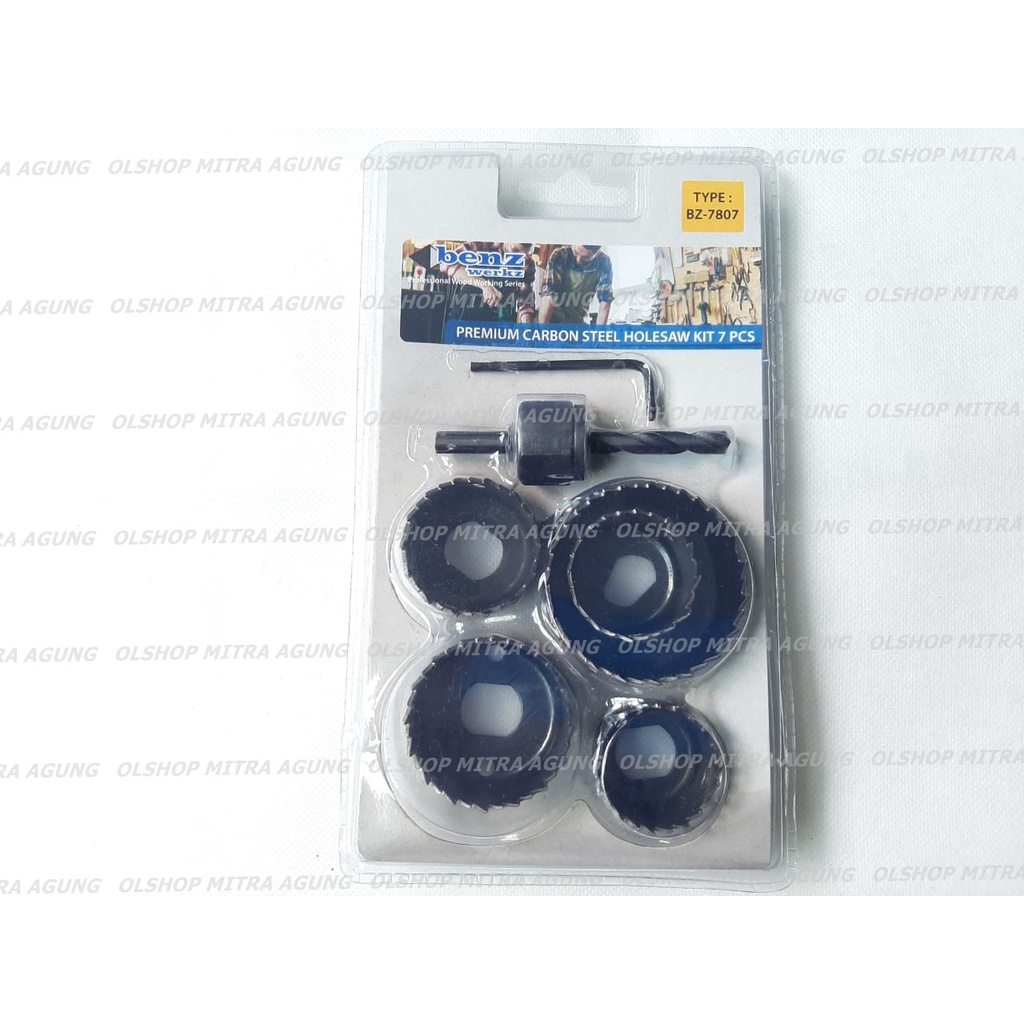 OLS Holesaw kit 7 pcs hole saw kit set Mata bor kayu bulat pvc plastik Mata Bor bulat 7 Pcs Pelubang Kayu / Paralon (Hidroponik)