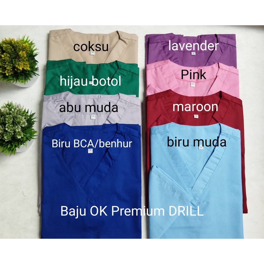 Baju OK OKA Lengan Panjang KARET Dokter Petugas medis Perawat Jaga PREMIUM DRILL