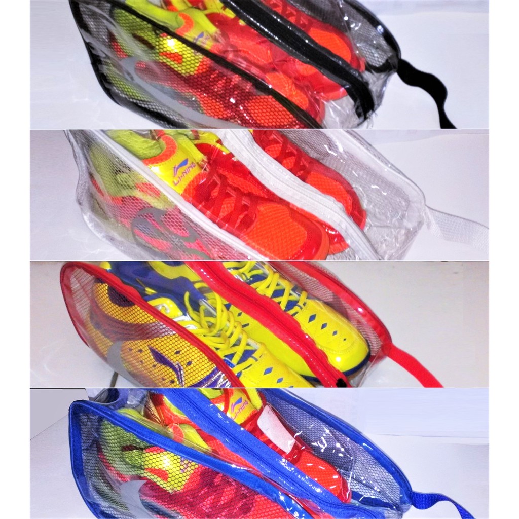 Tas Sepatu CUSTOM Olahraga Futsal Badminton Sepakbola Gym Proyek - Kanvas & Transparan (waterproof)
